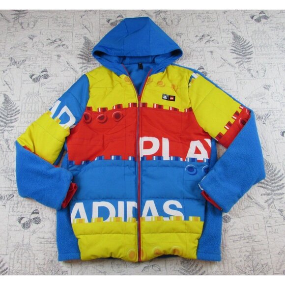 NEW Adidas Lego HM2229 Youth Boys puffer hoodie coat jacket  multicolor size XL - Picture 1 of 4